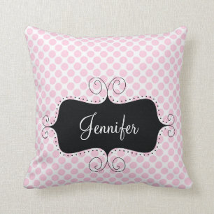 Coussin personnalisé Girly chic de pois rose