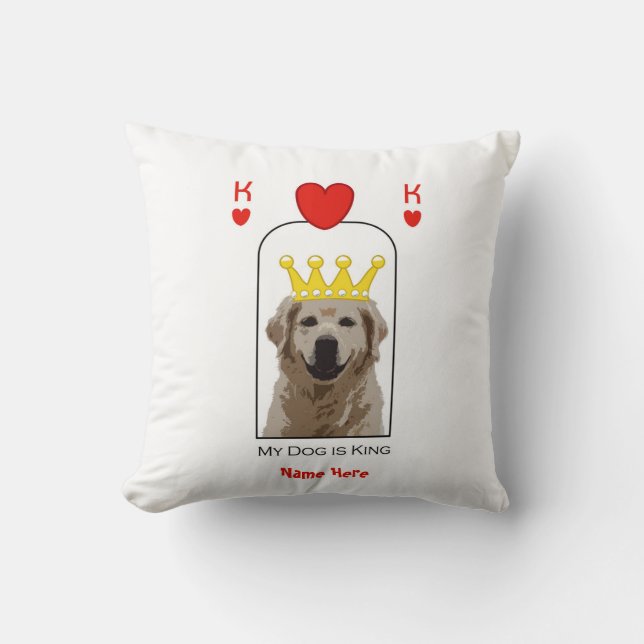 Coussin Personnalisé Golden Retriever Chien King Coeurs Co (Recto)