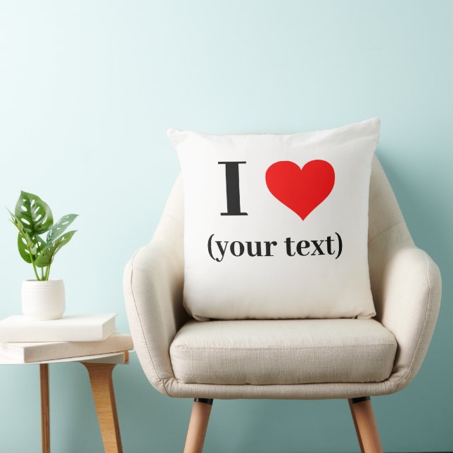 Coussin PERSONNALISÉ! I Heart Throw Pillow 20" x 20" Polye (Chaise)