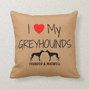 Coussin Personnalisé J'Aime Mes Deux Greyhounds