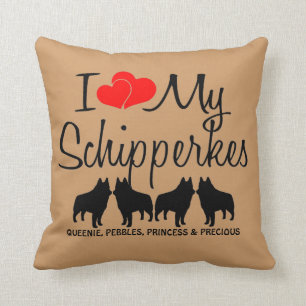 Coussin Personnalisé J'Aime Mes Quatre Schipperkes
