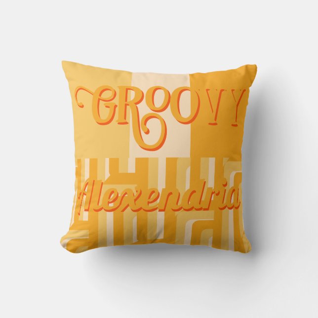 Coussin Personnalisé Jaune rétro géométrique (Recto)