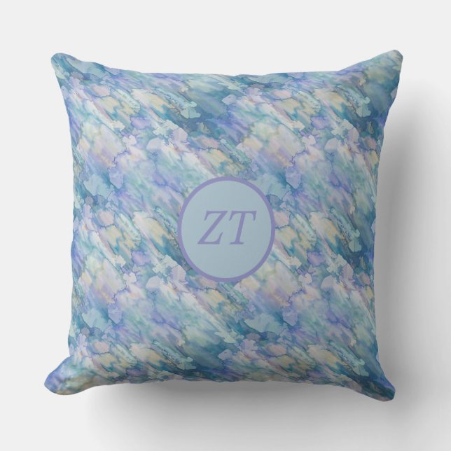Coussin Personnalisé Joli Pastel Bleu & Violet (Recto)