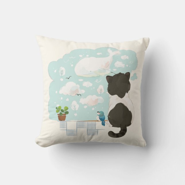 Coussin [Personnalisé] Journée du chat - Nuage de rêve (Recto)
