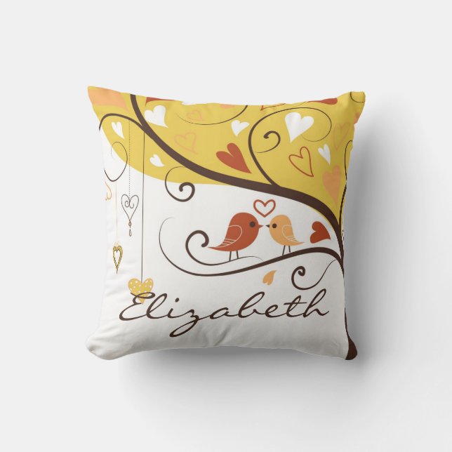 Coussin personnalisé Lovebirds d'automne (Recto)