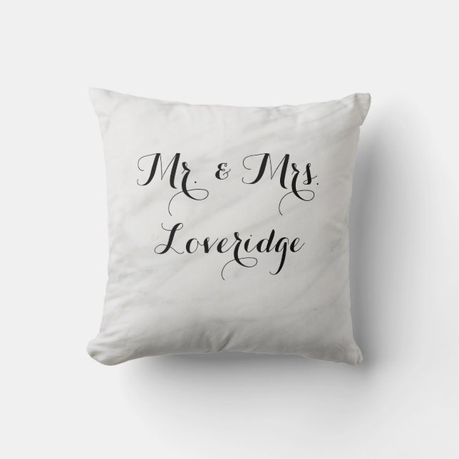 Coussin Personnalisé M. & Mme White Grey Gris Marbre (Recto)