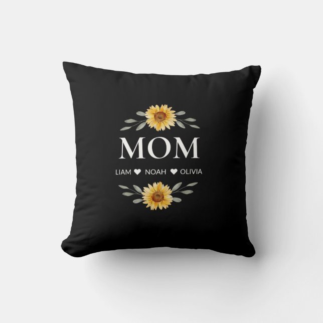Coussin Personnalisé Maman Avec Enfants Noms Mères Jour Ca (Recto)
