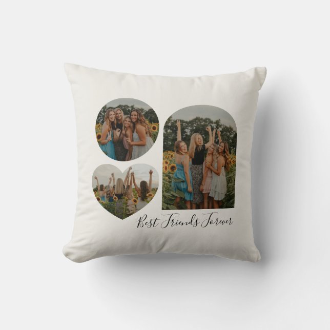 Coussin Personnalisé meilleur ami BFF Photo Collage Cream (Recto)