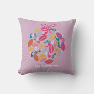 Coussin Personnalisé mignon poule rose de Noël