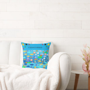 Coussin personnalisé - motif poisson - idée cadeau