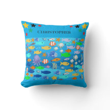 Coussin personnalisé - motif poisson - idée cadeau