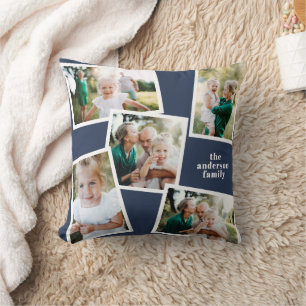 Coussin Personnalisé multi photo marine bleu élégant moder
