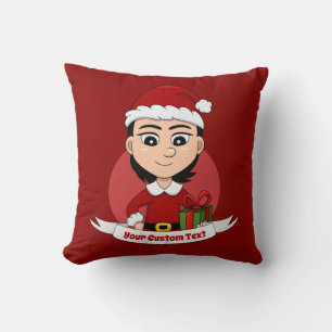 Coussin Personnalisé Noël fille dessin animé lancer oreill