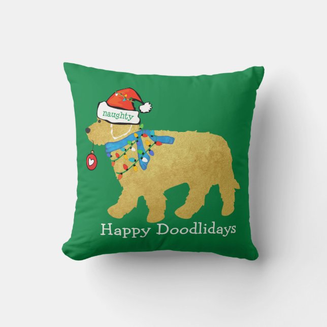 Coussin Personnalisé Noisette Noël Goldendoodle (Recto)