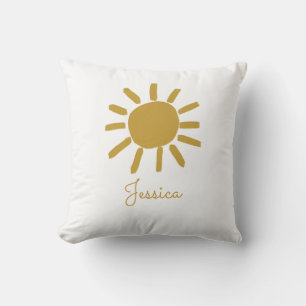 Coussin Personnalisé nom personnalisé bébé soleil heureux 
