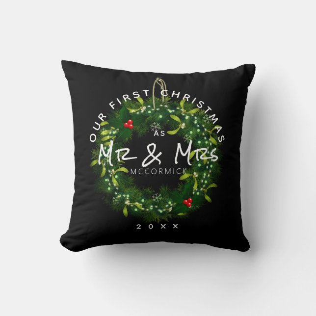 Coussin Personnalisé Notre premier Noël Marié Nouveau mari (Recto)