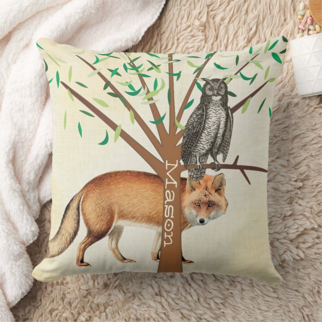Coussin Personnalisé Nouveau bébé garçon's Room Cute Fox a (Couverture)