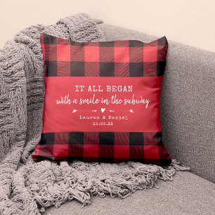 Coussin Personnalisé Où Tout A Commencé Rouge Plaid Valent