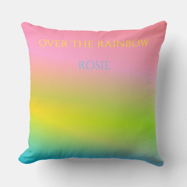 coussin personnalisé "Over the rainbow". (Recto)