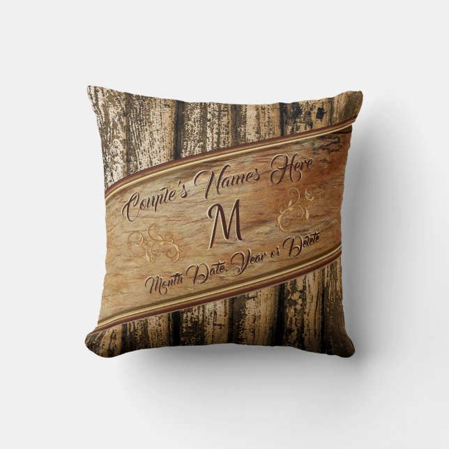 Coussin personnalisé par bois rustique de Faux de (Recto)