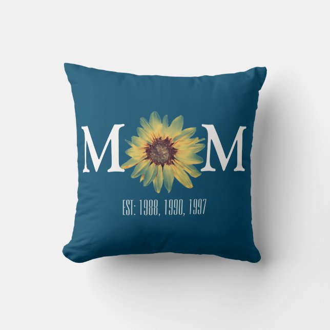 Coussin Personnalisé Peint Tournesol Maman Etabli (Recto)