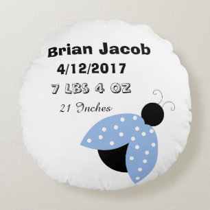 Coussin personnalisé pour bébé garçon Blue Ladybug
