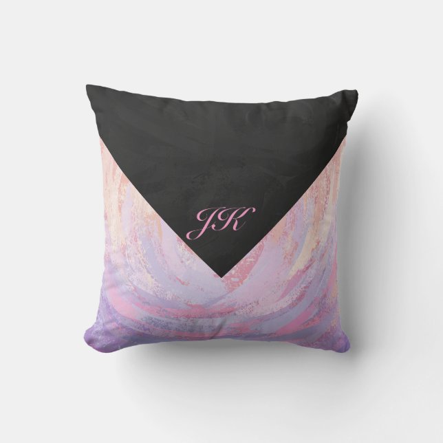 Coussin Personnalisé rose et noir (Recto)