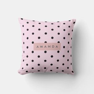 Coussin Personnalisé Rose et Noir à pois Chic