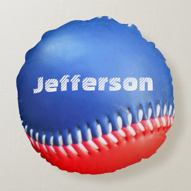 Coussin personnalisé Rouge Blanc Bleu Baseball (Dos)