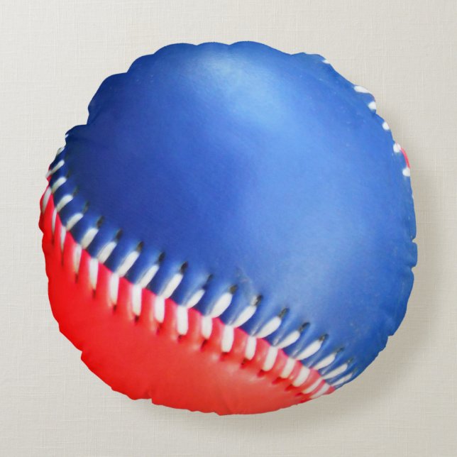 Coussin personnalisé Rouge Blanc Bleu Baseball (Devant)
