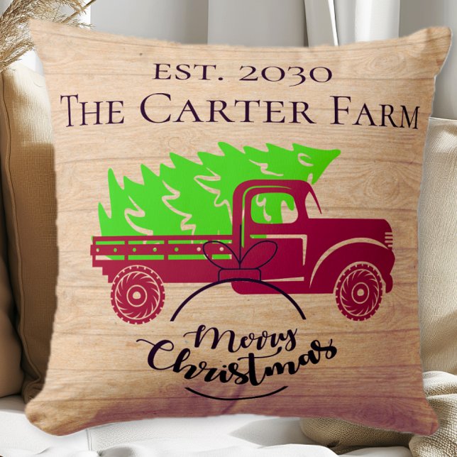 Coussin Personnalisé Rustic Truck Est. Oui. Noël (Créateur téléchargé)