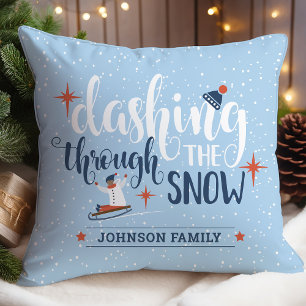 Coussin Personnalisé Se précipiter dans la neige Noël
