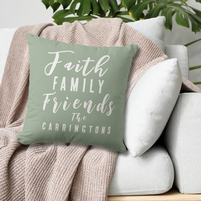Coussin Personnalisé Terre Tone Sage Faith Famille Amis (Créateur téléchargé)