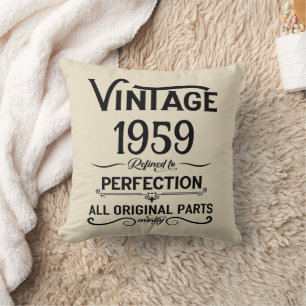 Coussin Personnalisé vintage 65e anniversaire noir et blan