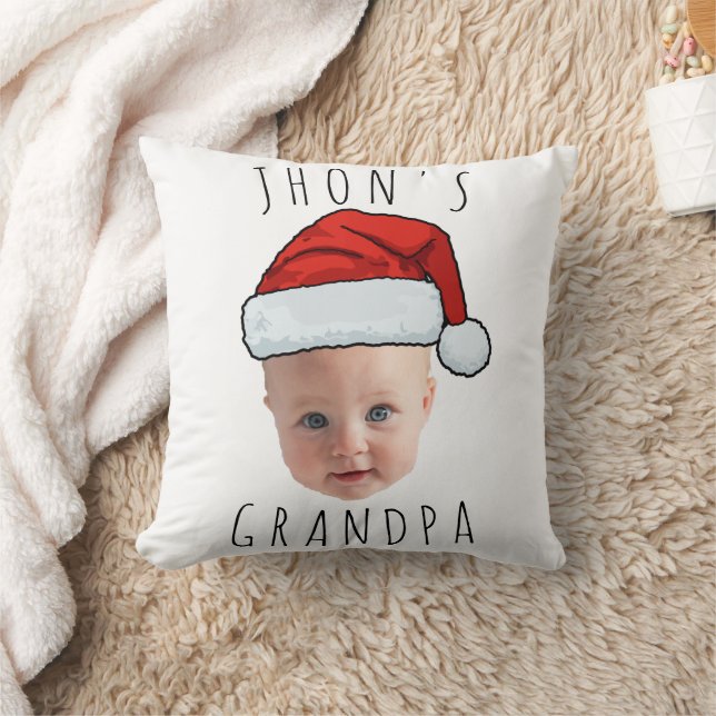 Coussin Personnalisé Visage bébé Père Noël Chapeau Photo d (Couverture)