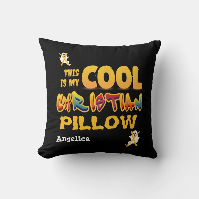 Coussin Personnalisé VOICI MON Halloween CHRÉTIEN COOL (Recto)