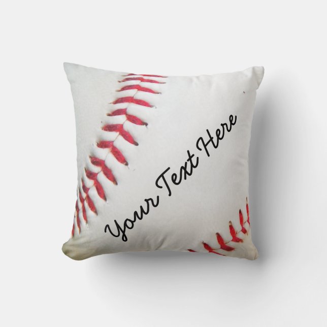 Coussin personnalisé White Baseball rouge couture (Recto)