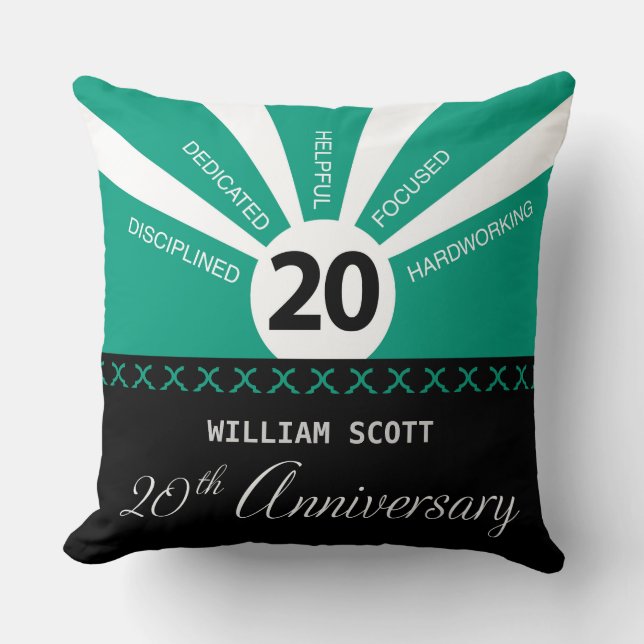 Coussin Personnaliser, 20e anniversaire d'employé d'entrep (Recto)