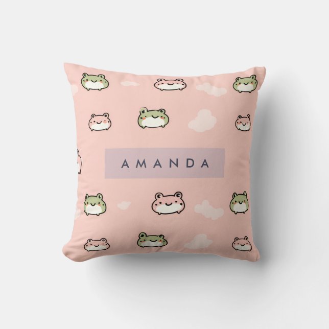 Coussin Personnaliser Cute Kawaii Pastel Frog Design sur r (Recto)