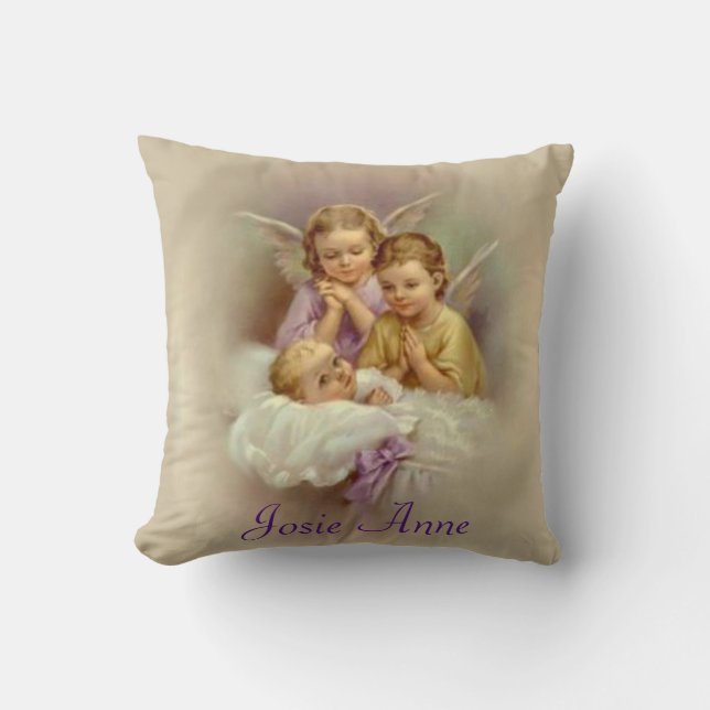 Coussin Personnaliser de nuages de bébé d'ange gardien (Recto)