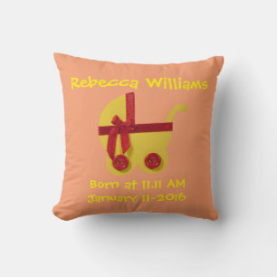 Coussin Personnaliser, Jaune clair, poussette rouge pour b