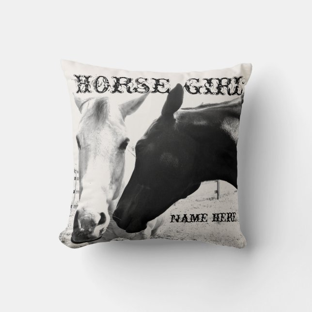 Coussin Personnaliser la fille du cheval  (Recto)