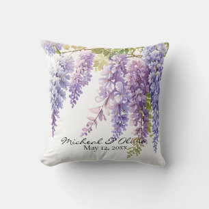 Coussin Personnaliser la glycine de l'aquarelle violette f