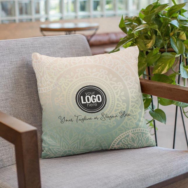 Coussin Personnaliser le logo de l'entreprise | Elégant Yo (Créateur téléchargé)