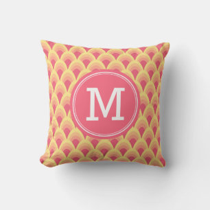 Coussin Personnaliser le monogramme géométrique rose pâle