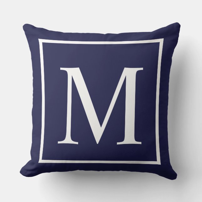 Coussin Personnaliser monogramme bleu marine (Recto)