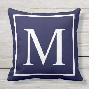 Coussin Personnaliser monogramme bleu marine