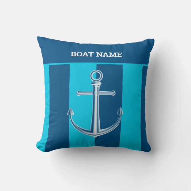Coussin Personnaliser nautique Nom du bateau Ancre Marine  (Recto)