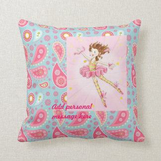 Coussin Personnaliser Pink Blue Paisley Flower Ballerina