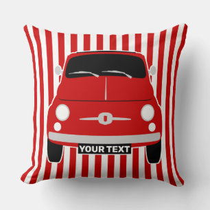 Coussin Personnaliser Vintage classique rouge Fiat 500 Cus